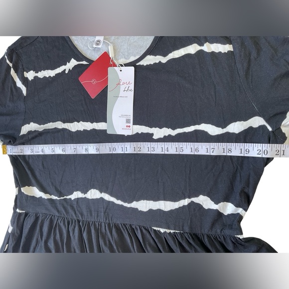 Summer Dress Black & White Horizontal Stipes With Pockets “Pose She” 2XL Pockets - Picture 4 of 6